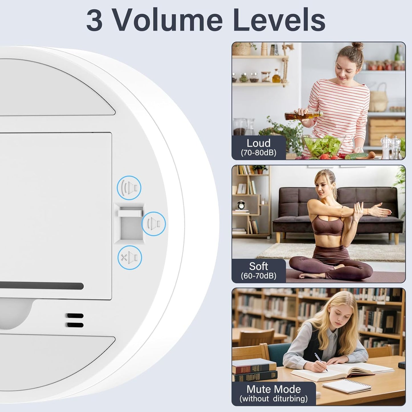 Dual Digital Kitchen Timer for Cooking, 199 Minutes Countdown & Stopwatch, Productivity Timer for Fridge, Big Digits, High-Definition Display, Rotary Adjustment, 3 Volumes, 2 Brightness Levels, White