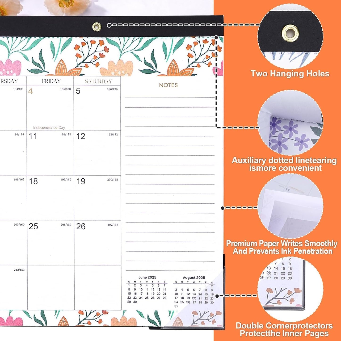 Lateefah Desk Calendar 2025-2026, Runs July 2025 to December 2026, 2025 Desk Pad Calendar with to-do List, 18 Monthly 17" x 12" Desk Calendar for School, Home or Office