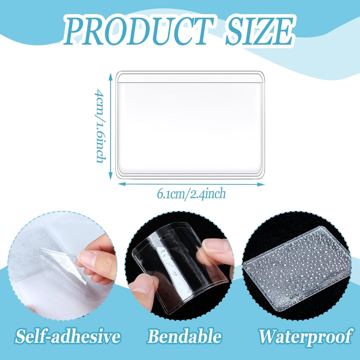 Jeyiour 200 Pcs Label Holders Adhesive Nameplate Pockets Storage Bin Labels Index Card Holder Shelf Plastic Peel Stick for Classroom Supermarket Bookshelf Library Student Box Drawer (2.4 x 1.6 Inch)