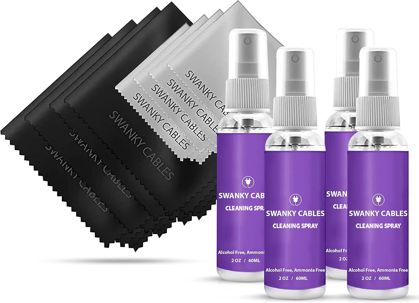 Swanky Screen Cleaner Kit: Microfiber Cloths & Spray for TV, iPad, iPhone, Monitor & Laptop (2 Oz, 4-Pack)