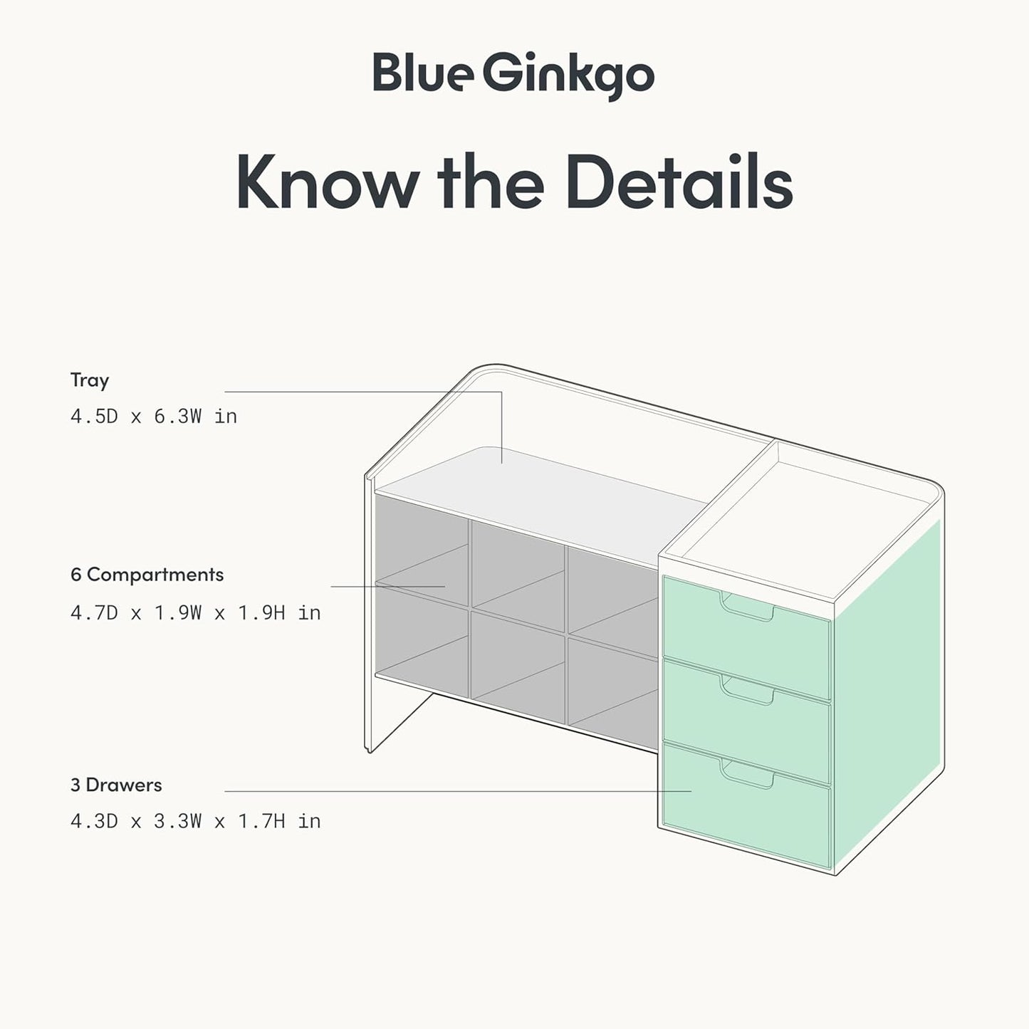 BLUE GINKGO Hive Stack Desk Organizer – Stackable Pen Holder, Stationary Organizer with Drawers - Office Storage, School Supplies, Makeup (Made in Korea, White)