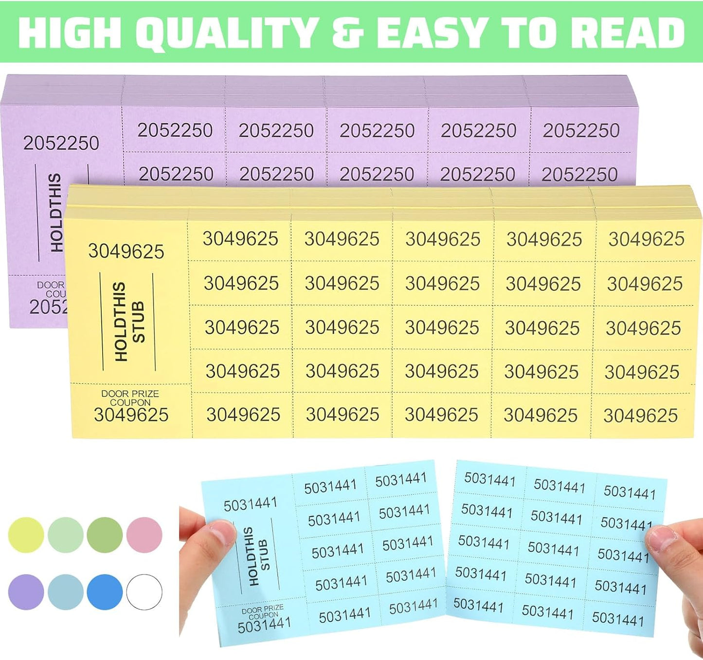 Kosiz 1000 Sheets 25 Bid Raffle Ticket Numbers - Chinese Auction Ticket Sheets for Events, Church (Light Color)