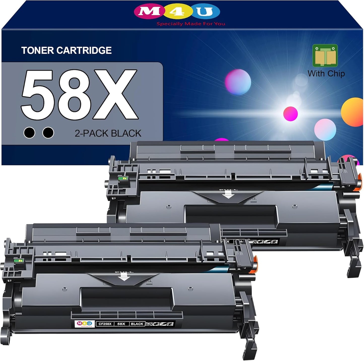 58X Black Toner Cartridges High Yield CF258X Comaptible with 58X 58A Toner Cartridge(with Chip), Works with Pro M404n M404dn M404dw, MFP M428fdw M428fdn M428dw M404 M428 Printer(2 Pack, Black)