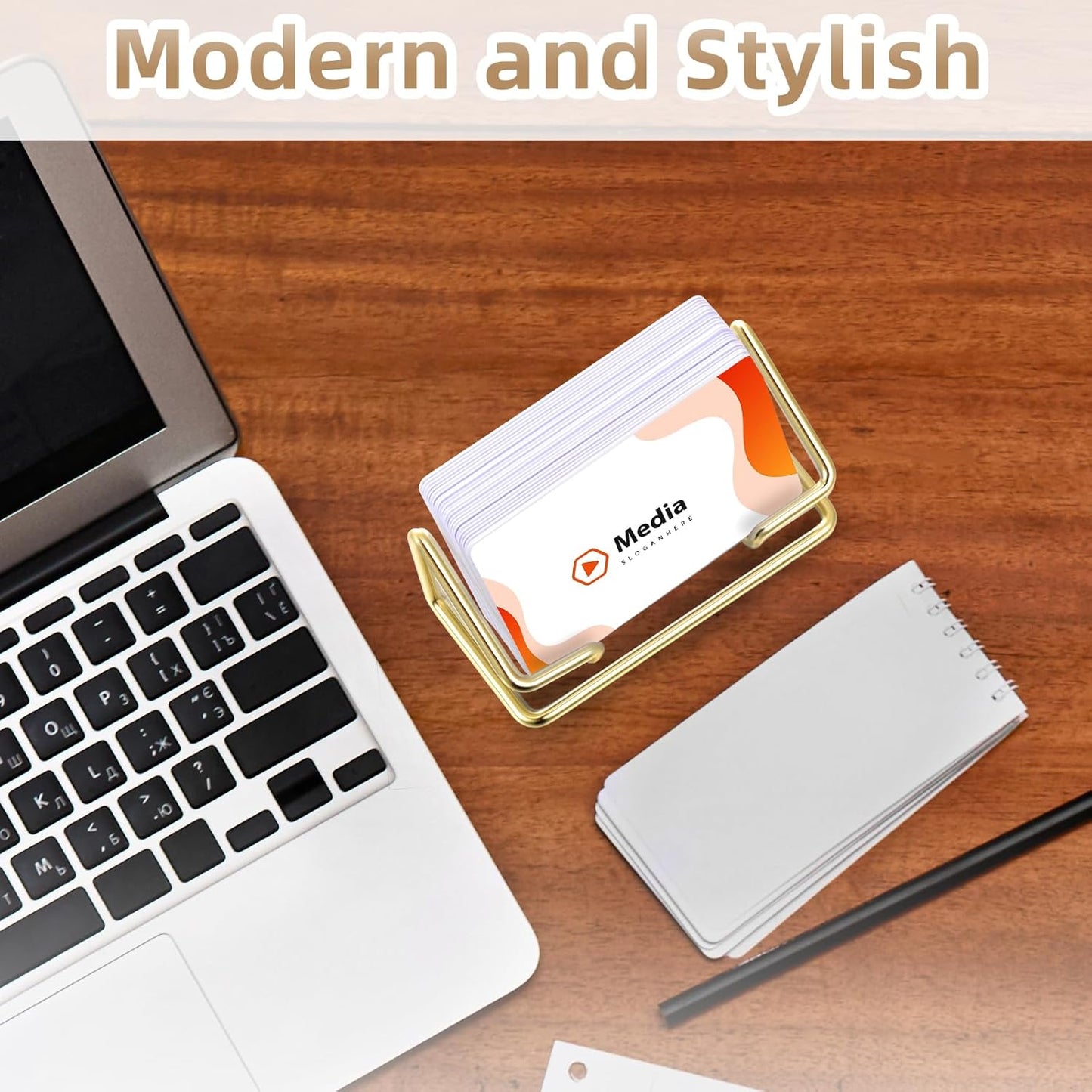 Landhoow 2 Pcs Business Card Holder for Desk, Cute Metal Card Organizers Display Stand Postcard Holder Rack for Desktop Working Office Home Daily Use(Gold)