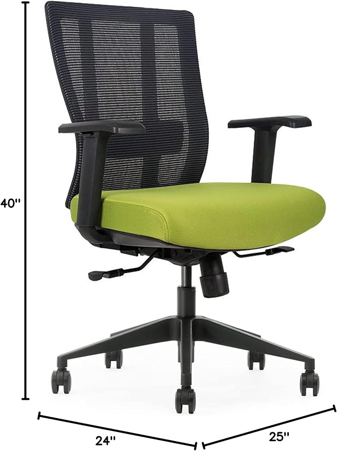 Ergonomic Office Chair - Breathable MESH - Back Adjustable Lumbar Support with 3-D ARMRESTS TILT Function and 360-DEGREE Swivel Wheels Comfortable Wide SEAT - Home Office Chair (Green) (Pack of 1)
