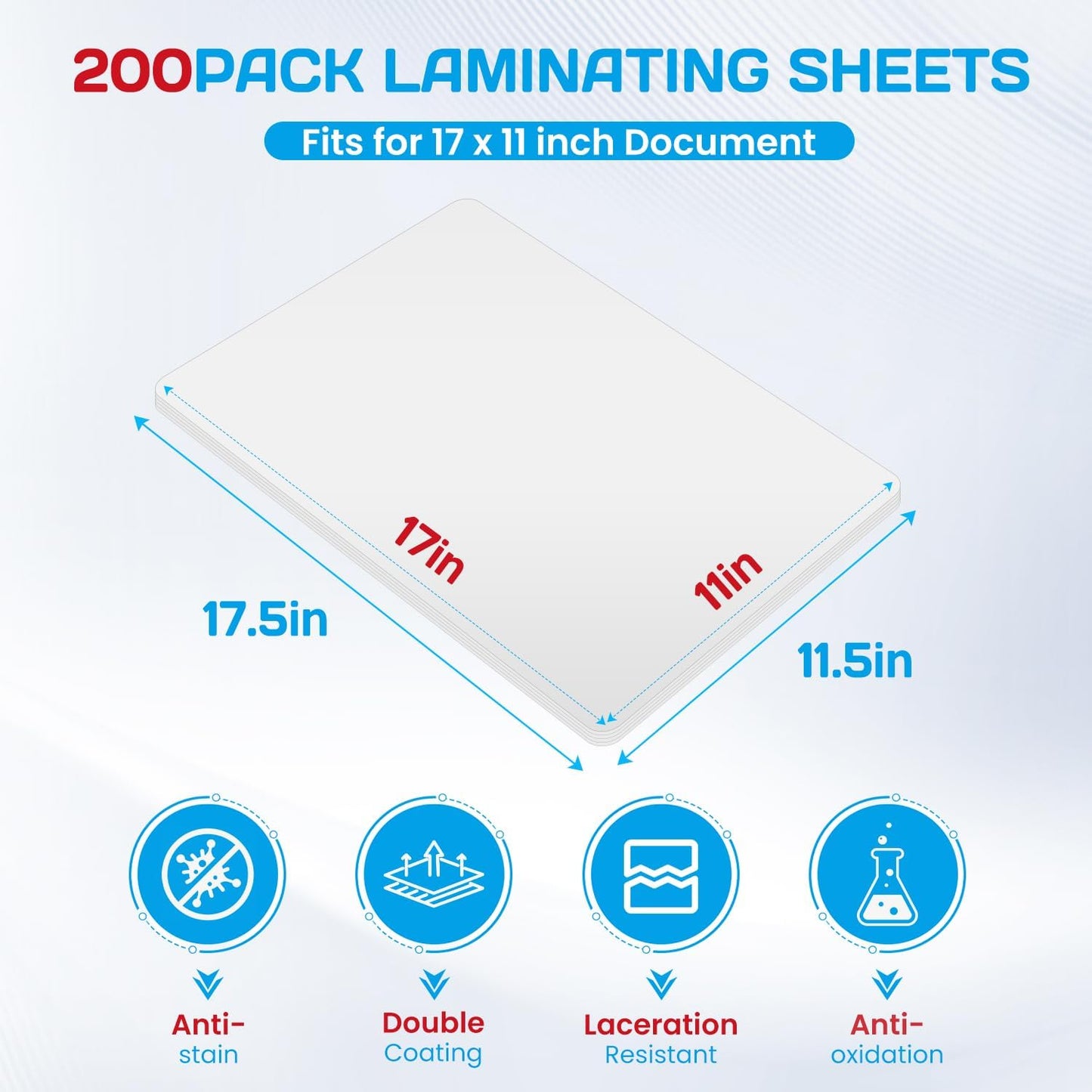 CAREGY 200 Pack Laminating Sheets, Hold 11 x 17 Inch Sheet, 3 Mil Clear Thermal Laminating Pouches 11.5 x 17.5 Inch Lamination Sheet Paper for Laminator, Round Corner