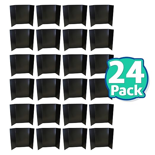 Flipside Products 36” x 48” Foam Project Boards for Presentations, Science Fair, School Projects, Event Displays and Trifold Picture Board - Black - 24 Pack