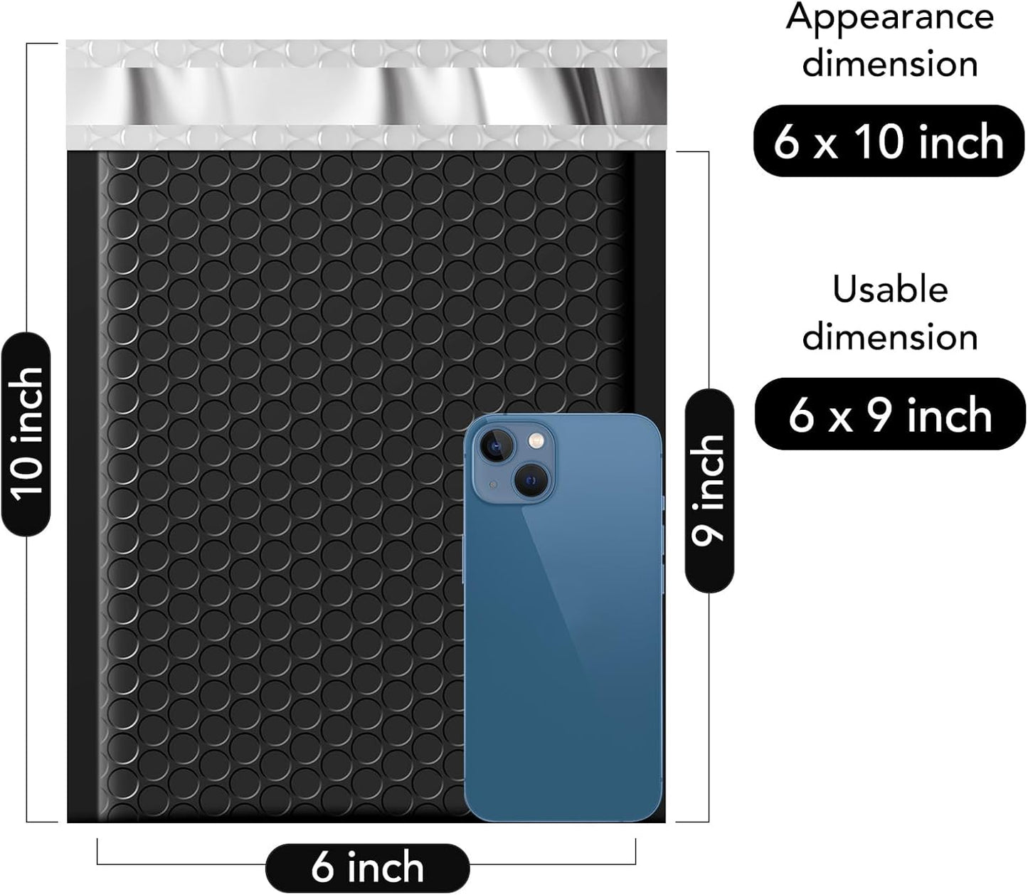 Fuxury Black Bubble Mailers 6x10" Padded Envelopes 9600Pack Strong Adhesion Thick Padded Mailers for Small Business Mailing Small Items,Jewelry,Makeup