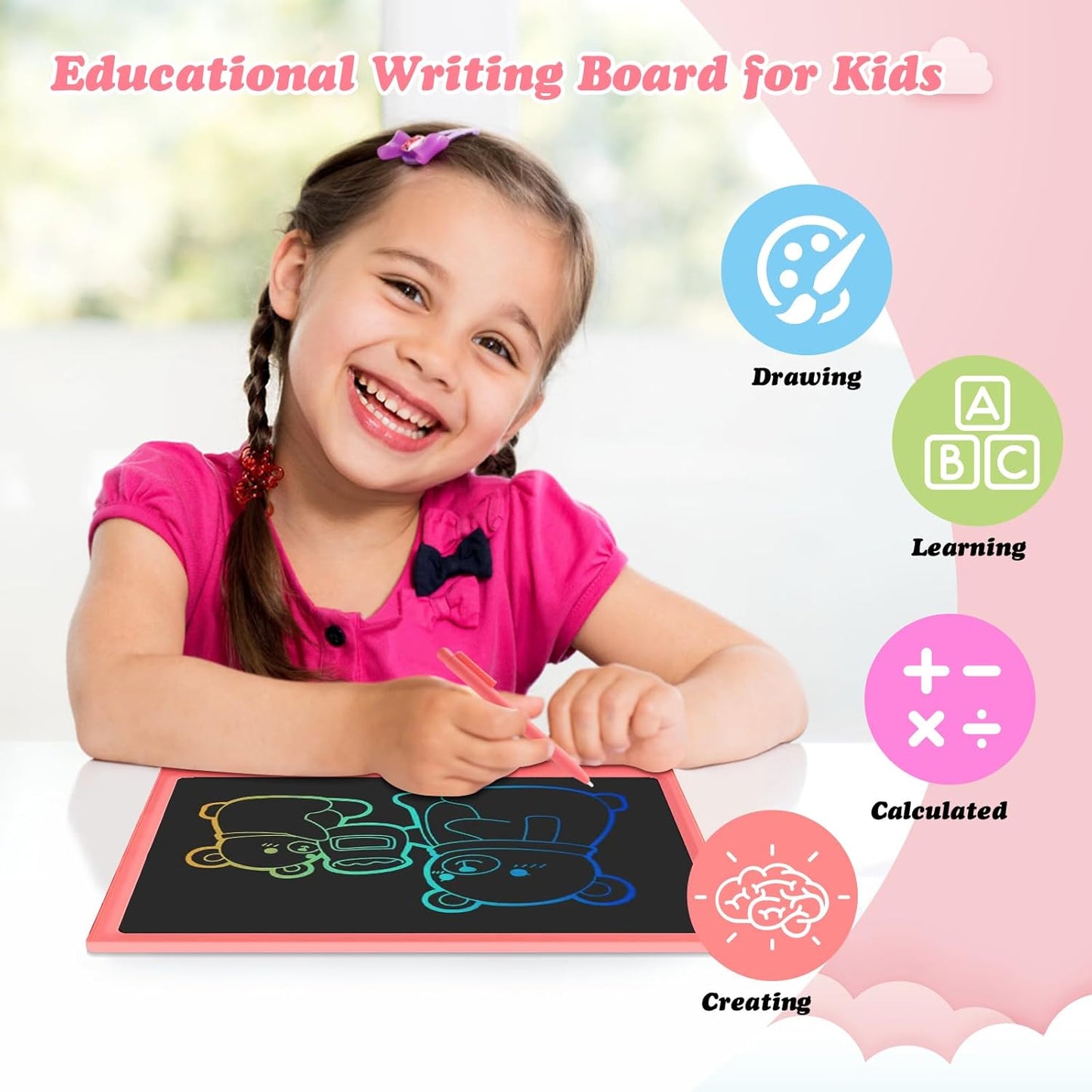 LCD Writing Tablet Kids Toys -15 Inch Toddler Toys Learning Drawing Pad Toys for 3 4 5 6 7 8 Years Boys Girls Birthday Christmas Easter Thanksgiving Gift Creative Doodle Board