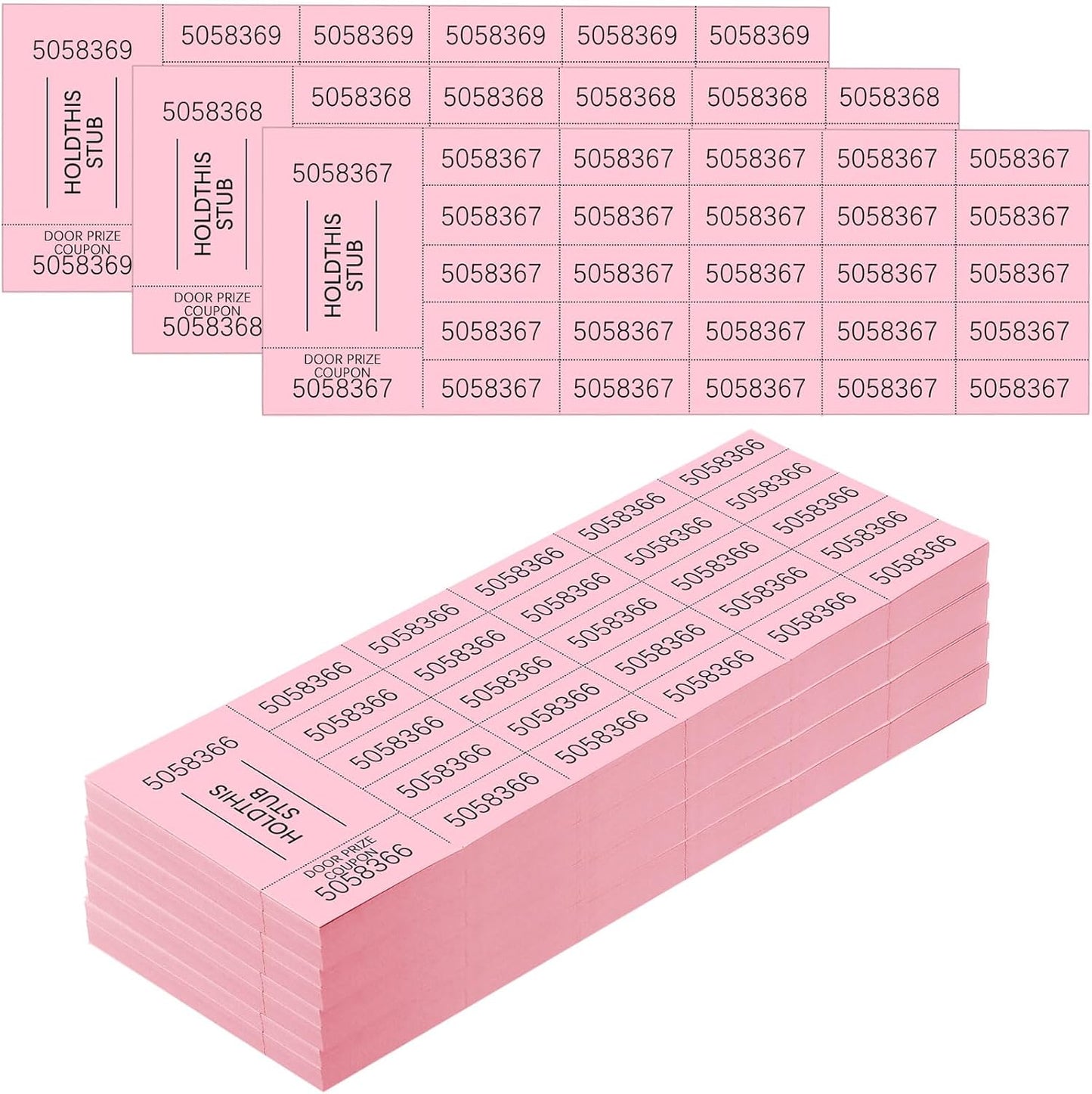 Kosiz 504 Sheets 25 Bid Raffle Ticket with Different Numbers Per Sheet Chinese Auction Tickets for Events Church Basket Auction Silent (Pink)
