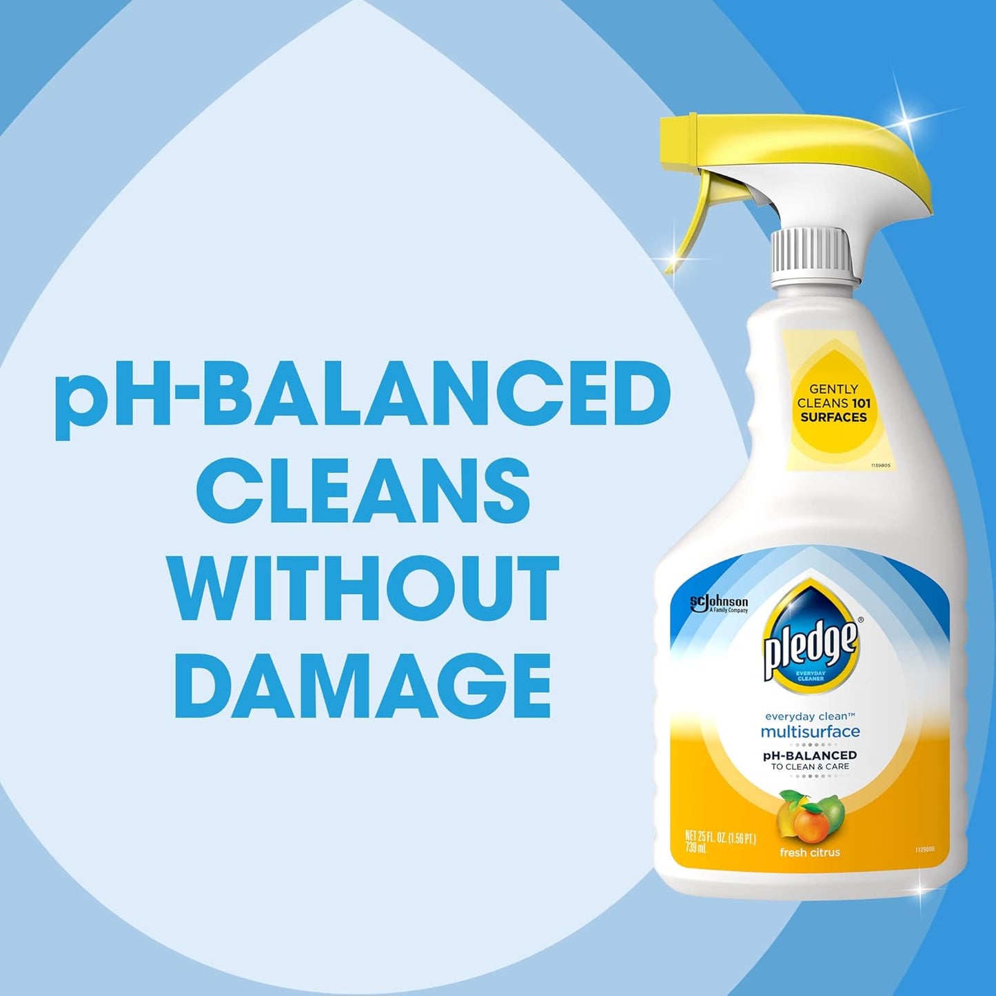 Pledge pH-Balanced Multisurface Cleaner Spray for Everyday Care, Fresh Citrus Scent, 25oz