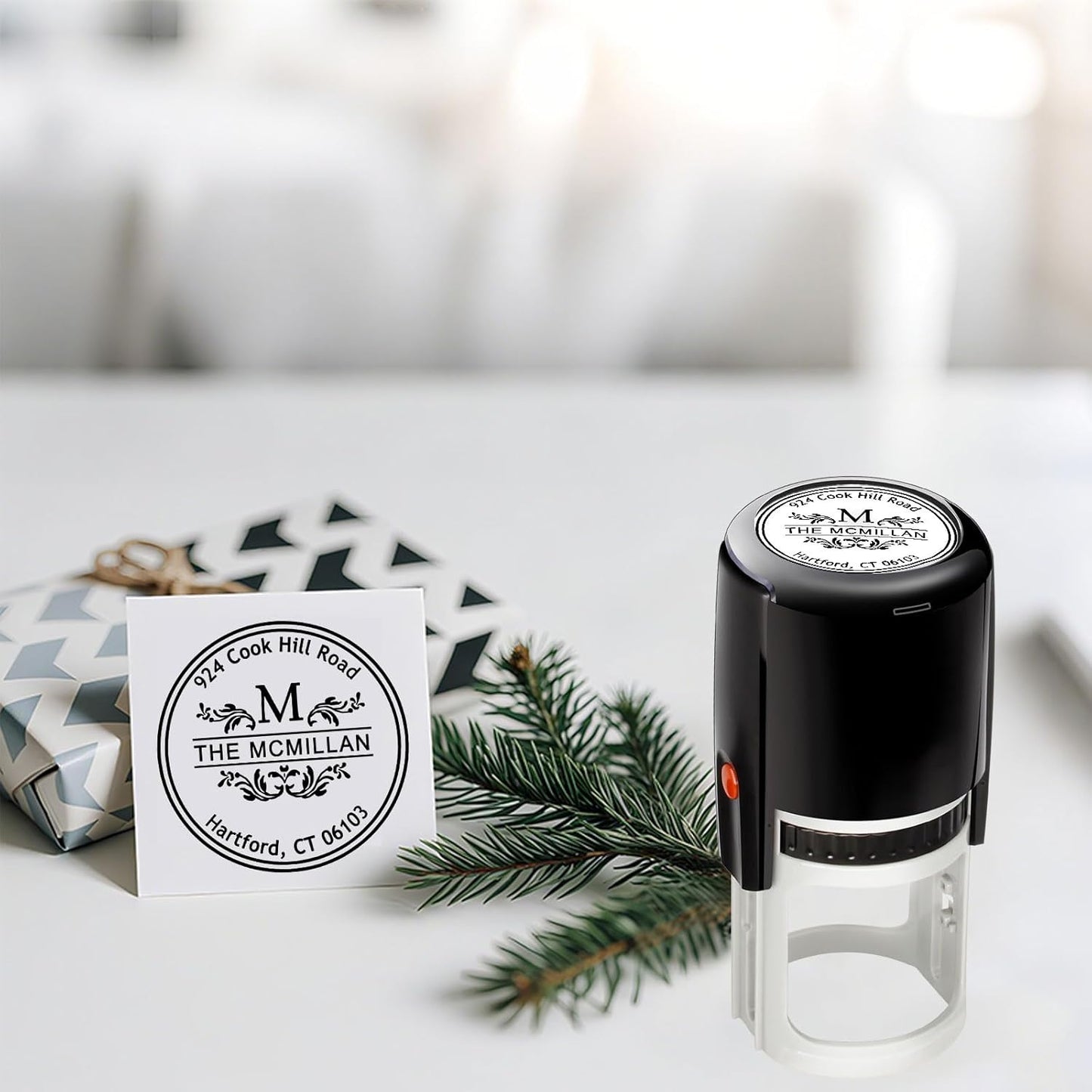 Custom Round Stamp Personalized Self-Inking Rubber Stamps Customized Business Label Stamp Return Address Rubber Office Name Text Logo 4 Ink Color