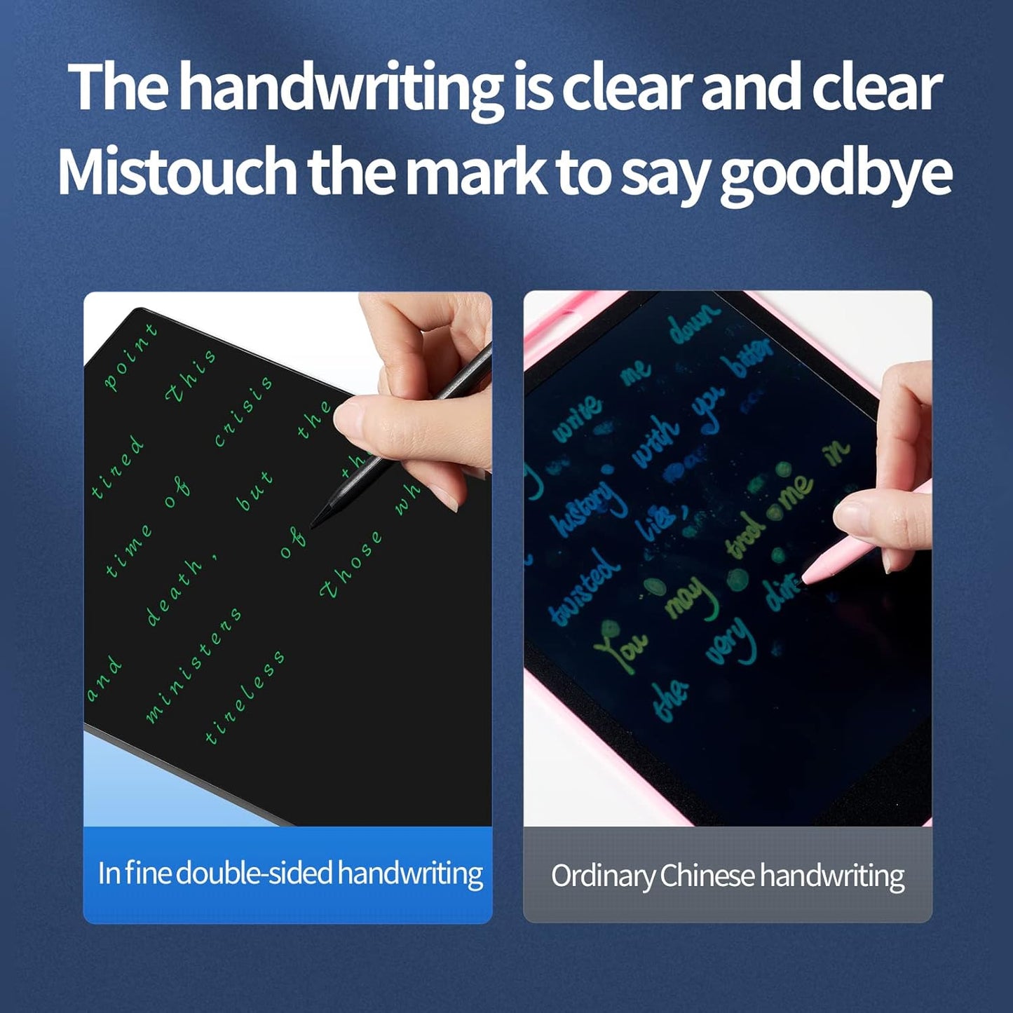 LCD Writing Tablet, 9.5in Double Display Erasable Reusable Electronic Drawing Pads