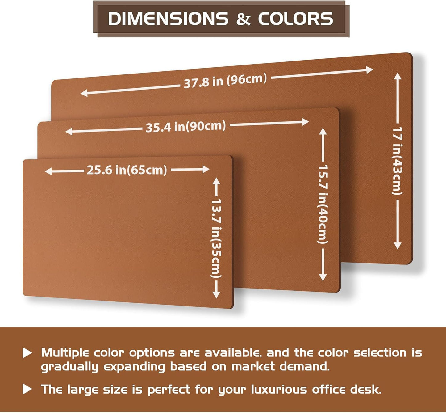 Aothia Double-Sided Desk Pad, Leather Desk Mat, Eco Cork Desk Pad Protector, Large Mouse Pad for Desk, Waterproof Desk Blotter Pad, Writing Pad for Office/Home(23.6""x13.7"",Brown), Brown+cork