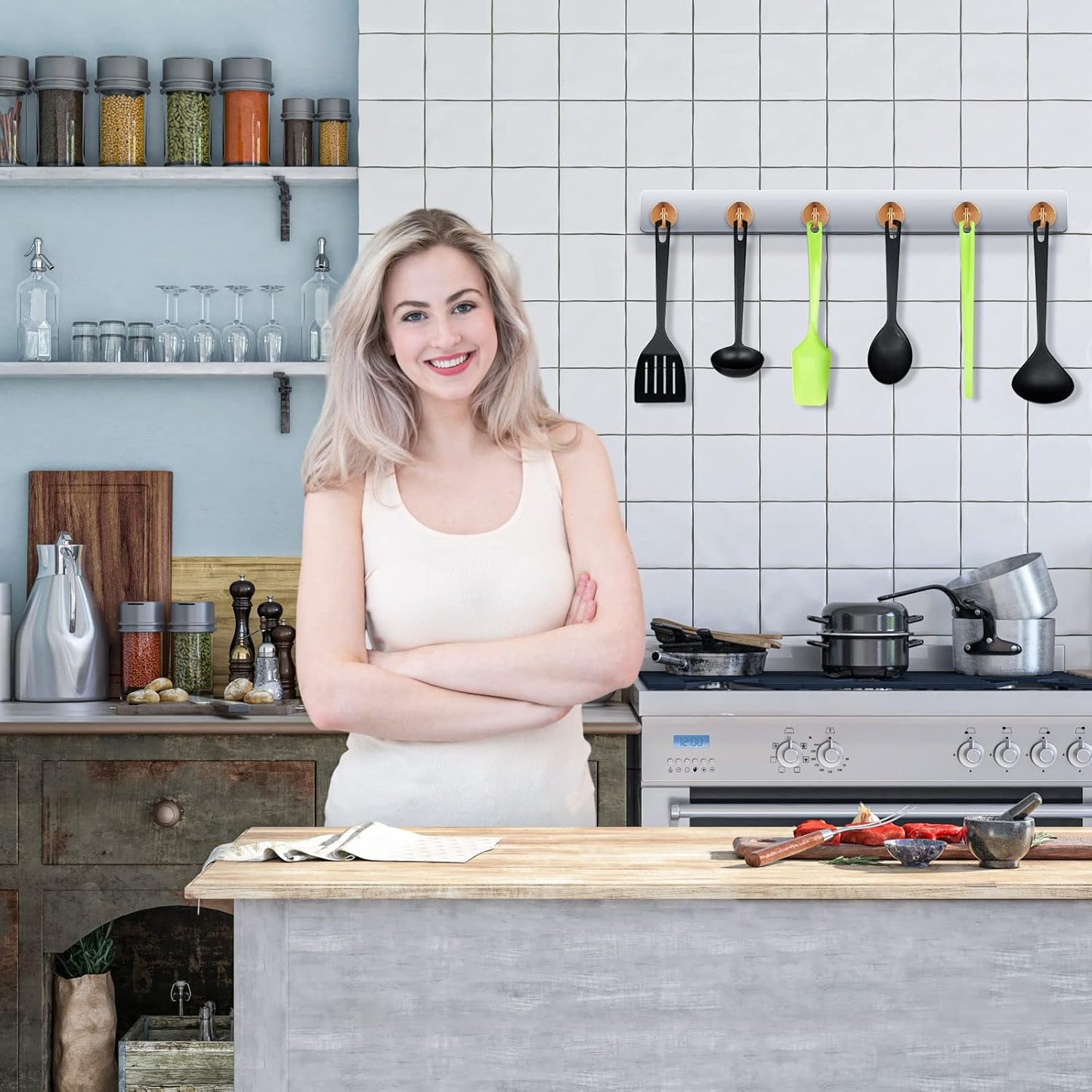 Neosmuk Magnetic Hooks Heavy Duty, Strong Magnet with Hook for Fridge, Super Neodymium Extra Strength Industrial Hooks for Hanging, Magnetic Hanger for Toolbox, Cruise, Grill(Bronze,4 Pack)