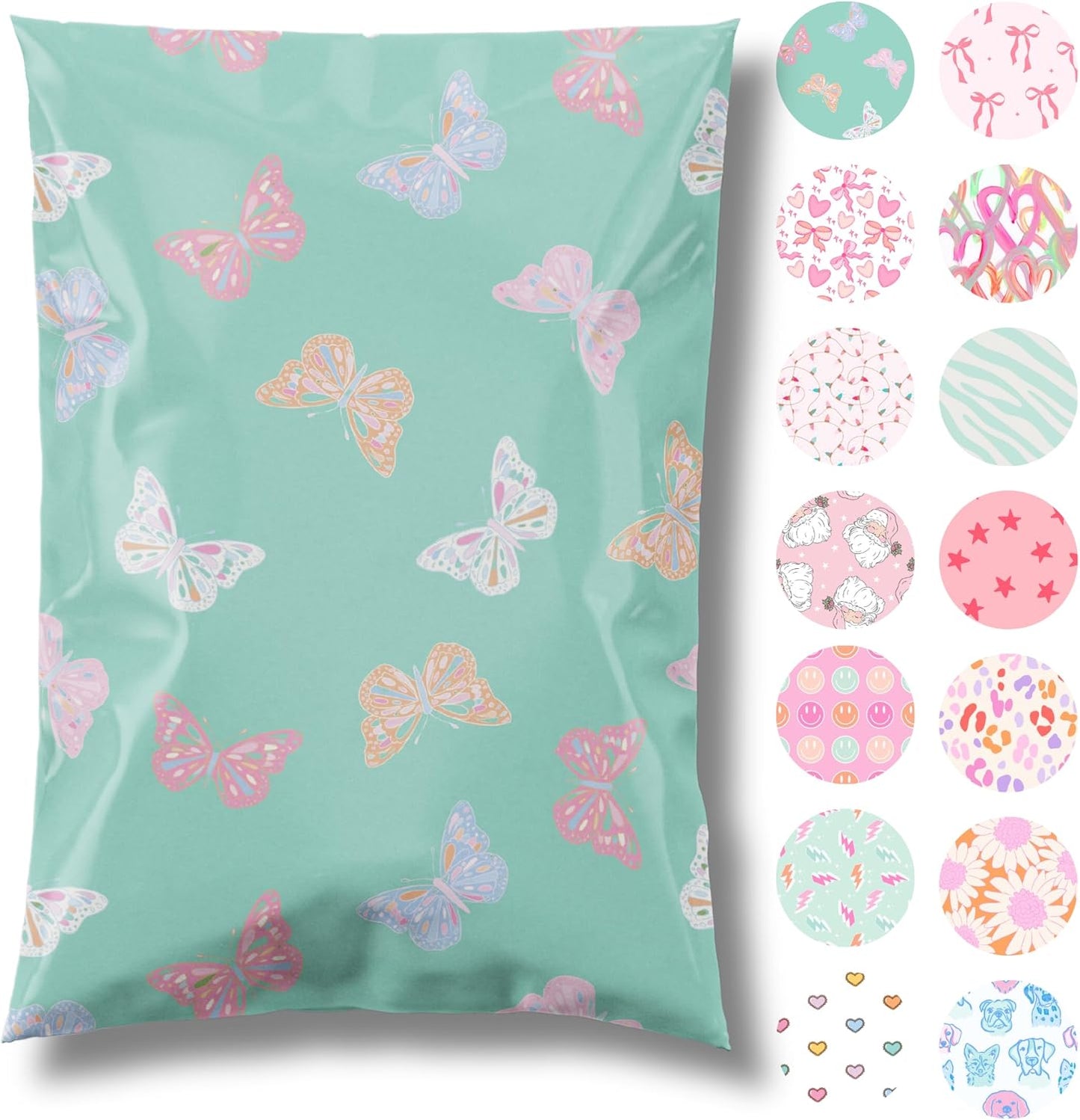 10x13 Designer Poly Mailer 100 Pack Heavy Duty Waterproof Self Seal Shipping Bags for Small Business Large Mailing Envelopes Bulk Tear Resistant Packaging Butterfly