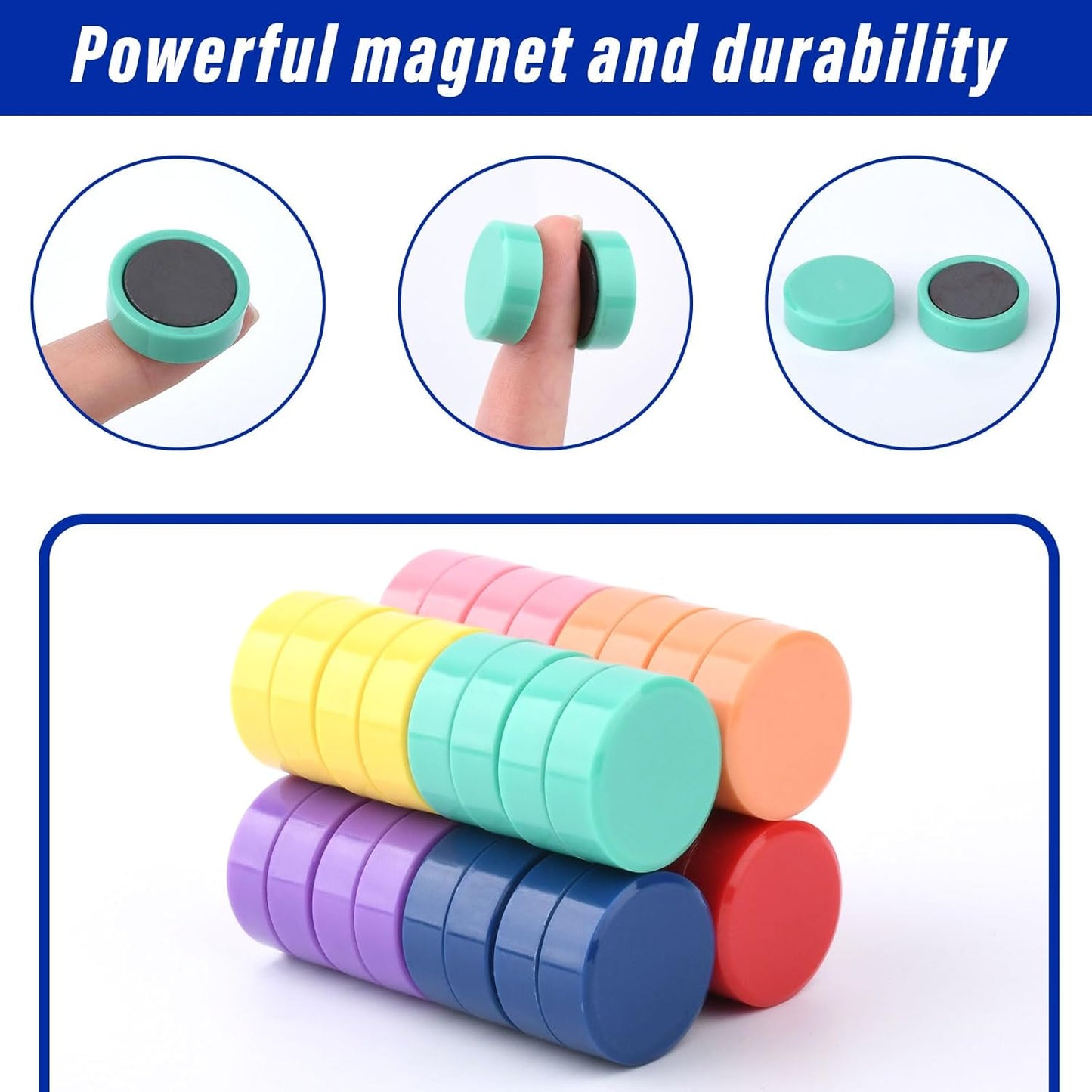 80 Pack Small Fridge Magnets,20MM Colorful Round Magnets for Whiteboard, 8 Colors Refrigerator Magnet,Small Cute Magnet for Decorative Locker Kitchen Office