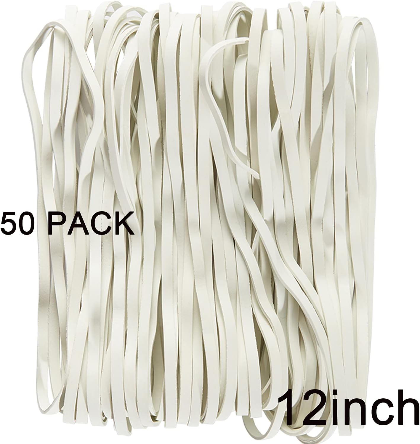 AMUU Rubber Bands 12inch Large 35 Pieces Rubber Bands Fits 8-33 Gallon Trash Cans File folders Elastic Bands for Office Supplies Home White rubber band Trash Cans