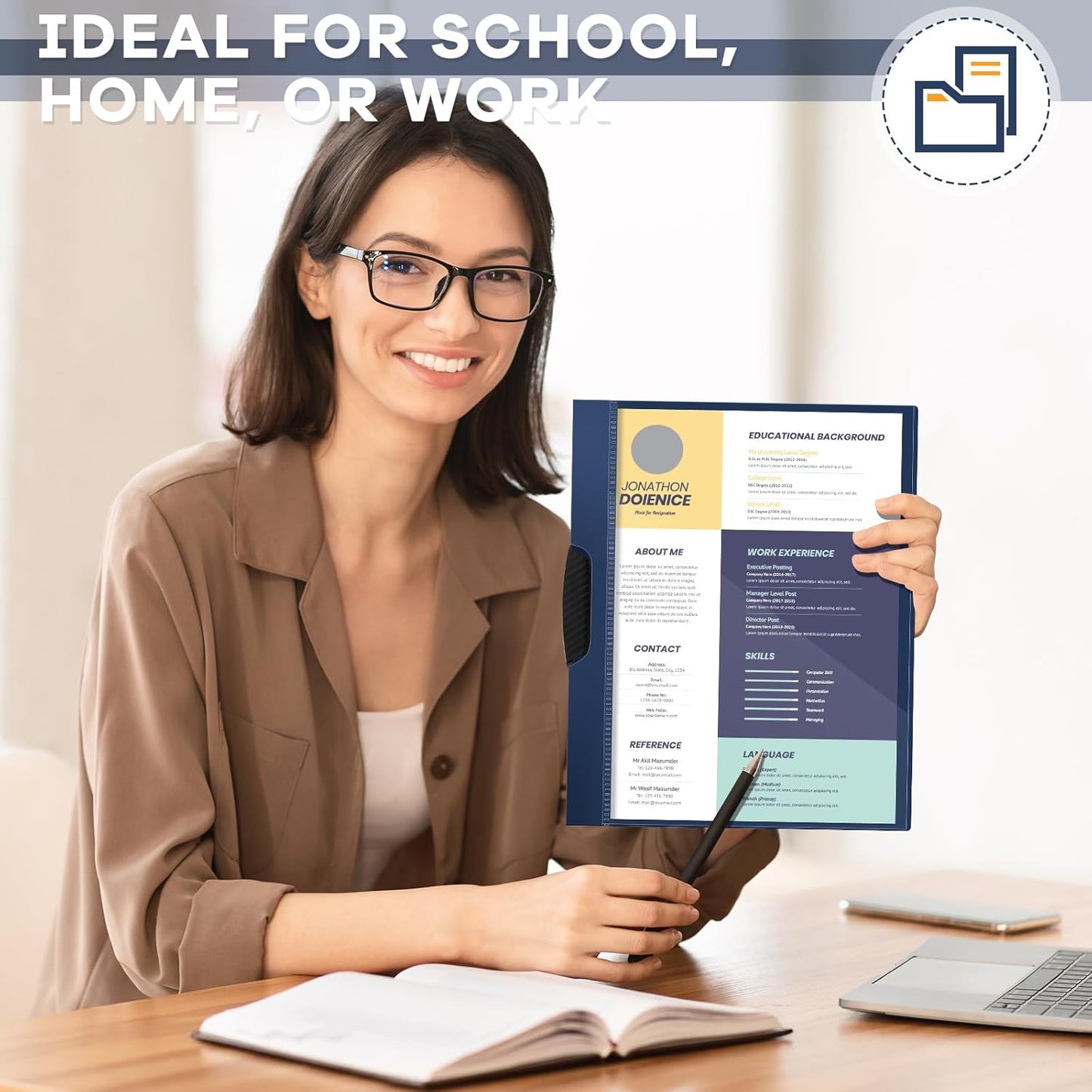 Teling 24 Pcs Clear Report Covers with Sliding Bar and Clip Presentation Folders Resume Folders for Classroom Business Files Document School Office, 9.4 x 11.8 Inches(Navy Blue)