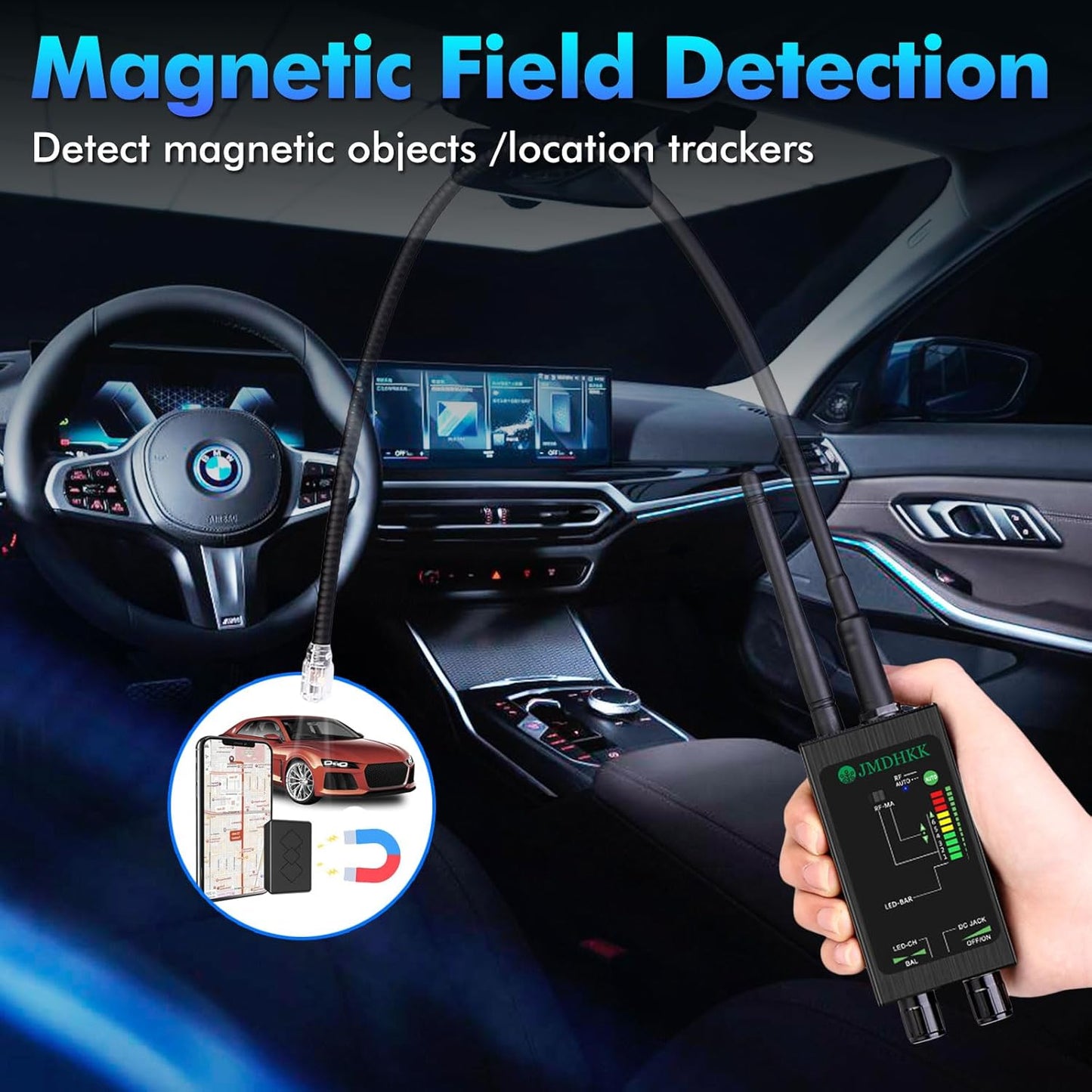 JMDHKK M8000 Hidden Camera Detector, Bug Detector,Camera Finder, Signal Detector for Hotels, Travels, Vehicles, Offices, Public Fitting Rooms (Gray)