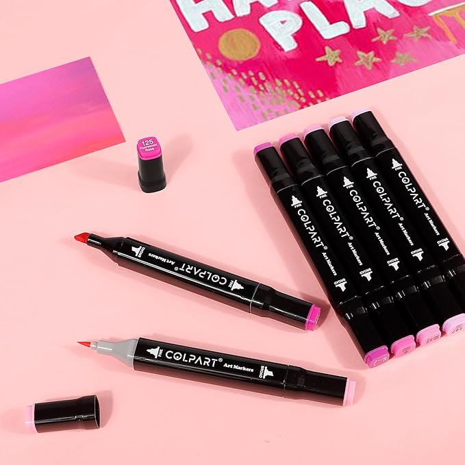 120 Colors Alcohol Markers Brush Tip Dual Tip Art Markers for Kids Marker Pens with Pen Holder and Case for Adult Coloring Painting Perfect for Painting,Sketching and Drawing Christmas Gift