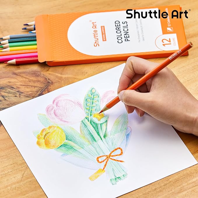 Shuttle Art 504 Colored Pencils Bulk, 12 Vibrant Colors, Pack of 42, Pre-sharpened Coloring Pencils, Wood Colored Pencil for Kids Teachers, Classroom Essentials, Back to School Supplies