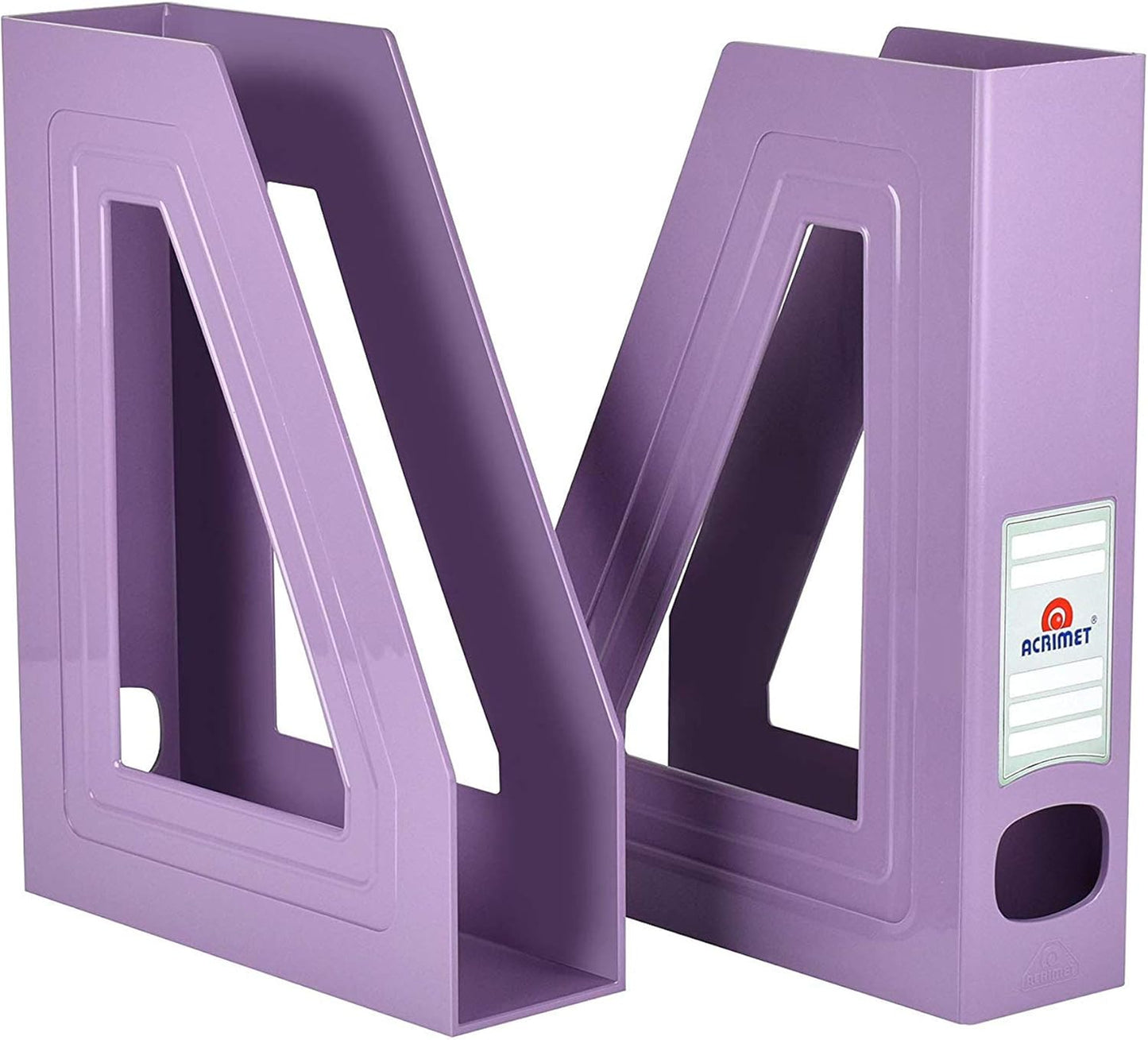 Acrimet Magazine File Holder, Durable Rack, Space-Saving Organizer (Plastic) (Solid Purple Color) (2 pack)