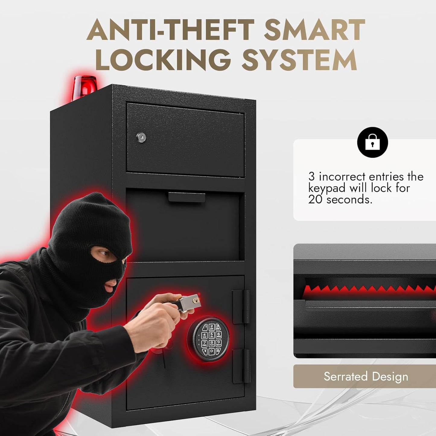 Business Safe Box with Drop Slot, Heavy Duty 4.0 Cu Ft Depository Drop Safe Money Safes Digital Combination Anti-Fishing Deposit Safes for Home Office Hotel Cash Slips Expense