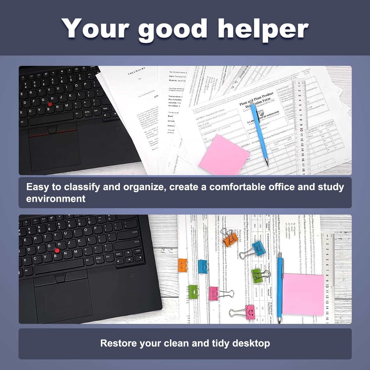 80 Pack Smiling Binder Paper Clips, Mini Metal Binder Clips for Kitchen, Send Goods from Local Warehouse, Cute Binder Clips, School Personal Document Organizing Classifying, Office, Paper Clamps