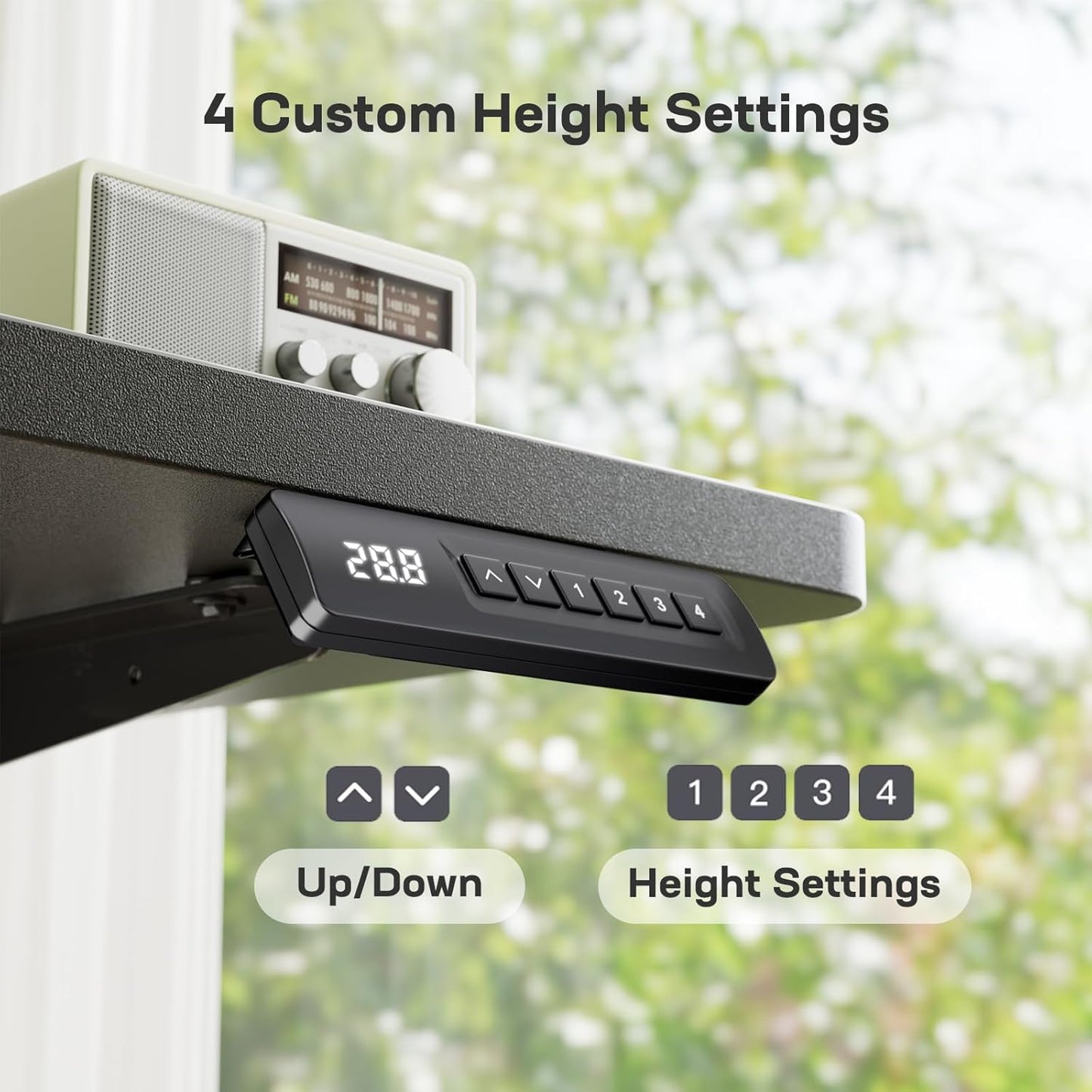 Marsail 48x24 Electric Standing Desk - Adjustable Height Computer Desk with Memory Presets, Storage Bag & Cable Management for Home Office & Gaming Workstations