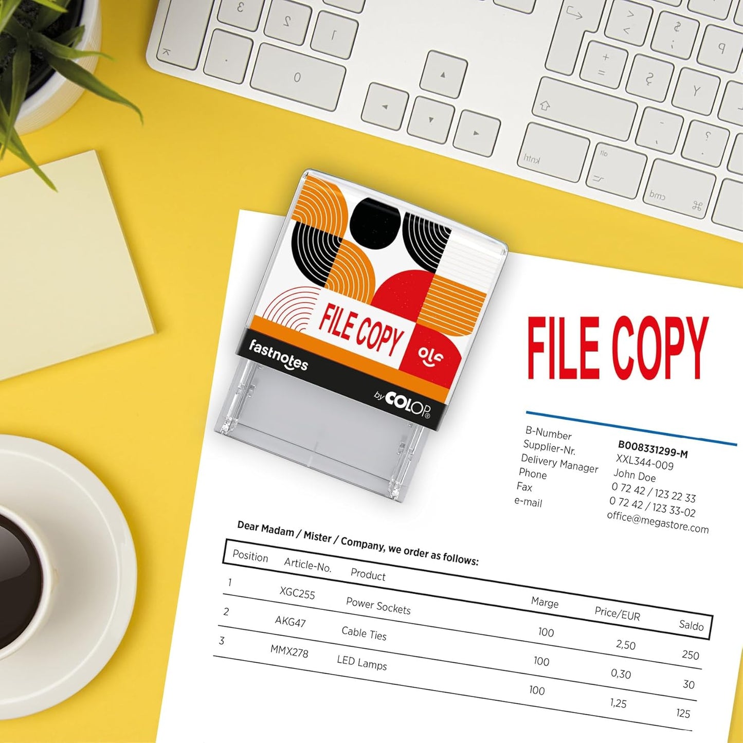 Fastnotes File Copy Self-Inking Rubber Stamp by COLOP - Great for Office Documents, Notary, Warehouse, Accounting Paperwork, Business, and Legal Documentation - Red Ink (File Copy- Red)