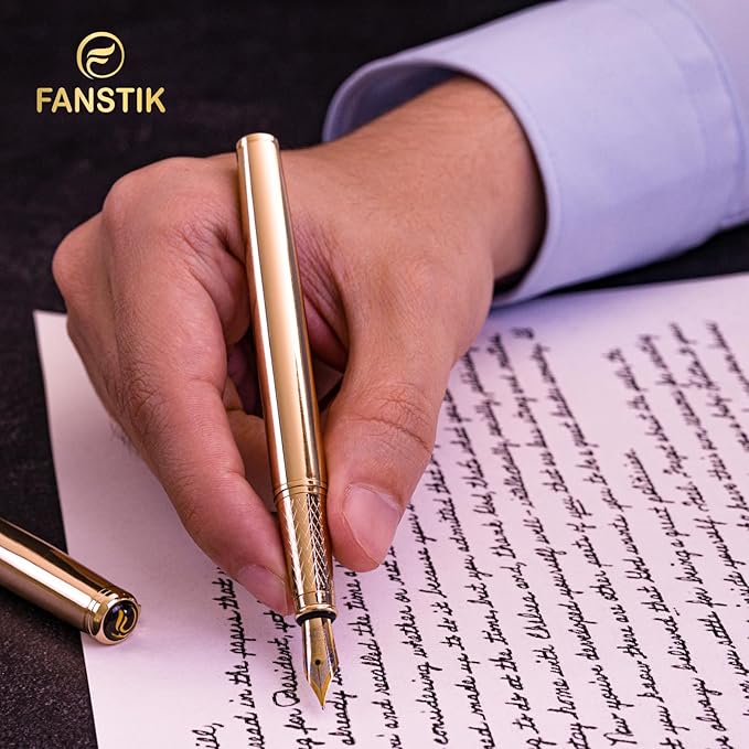 Gold Luxury fountain pen (Made In USA) fancy gift set for women, Real 24K Gold Plating, Professional executive pen gift set for men (Lux fountain Gld)