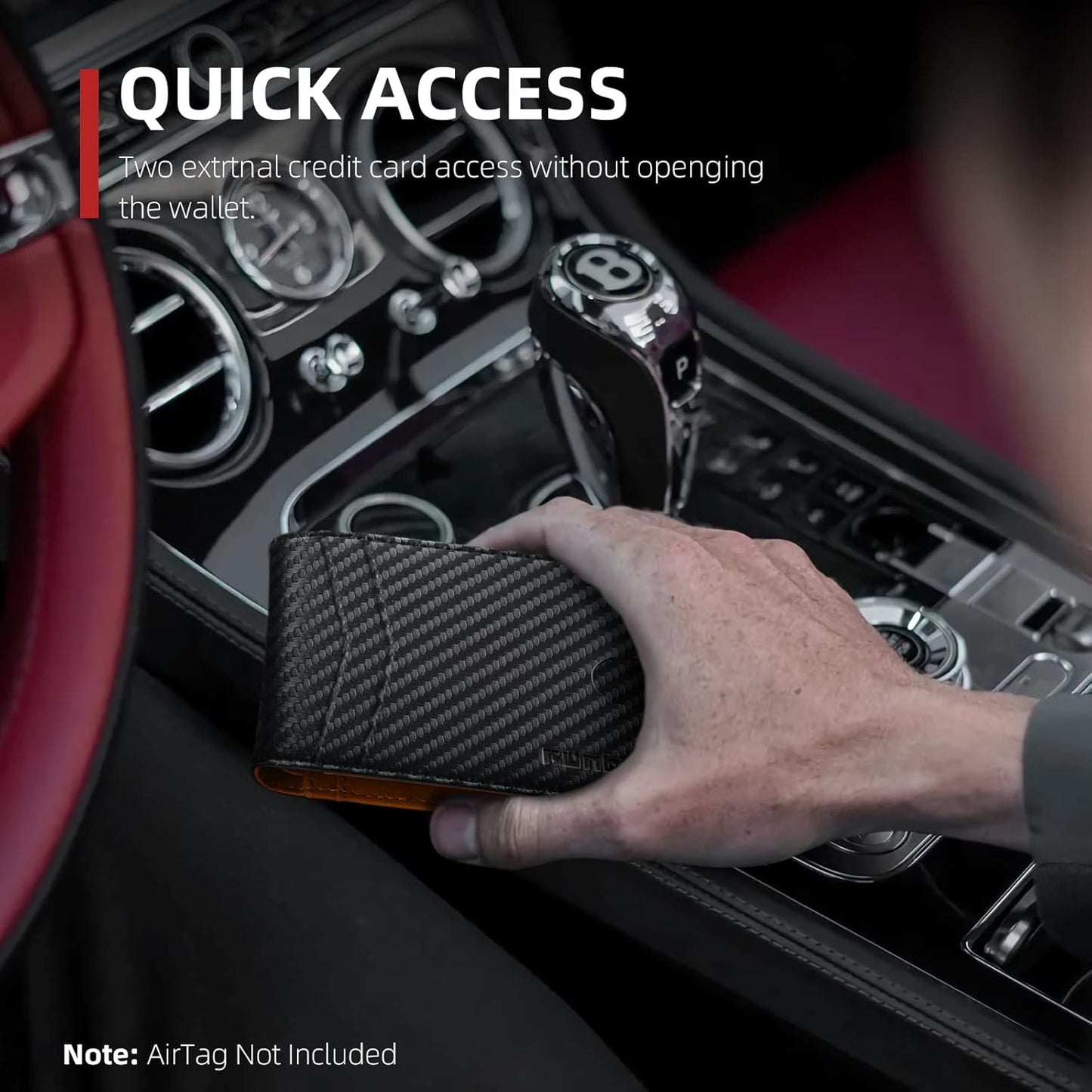 RUNBOX Airtag Wallet Men, Slim but Spacious Wallet for Men with Airtag Holder, Leather Credit Card Case Wallet, Bifold Wallet for Air Tag GPS Tracker, RFID Protected