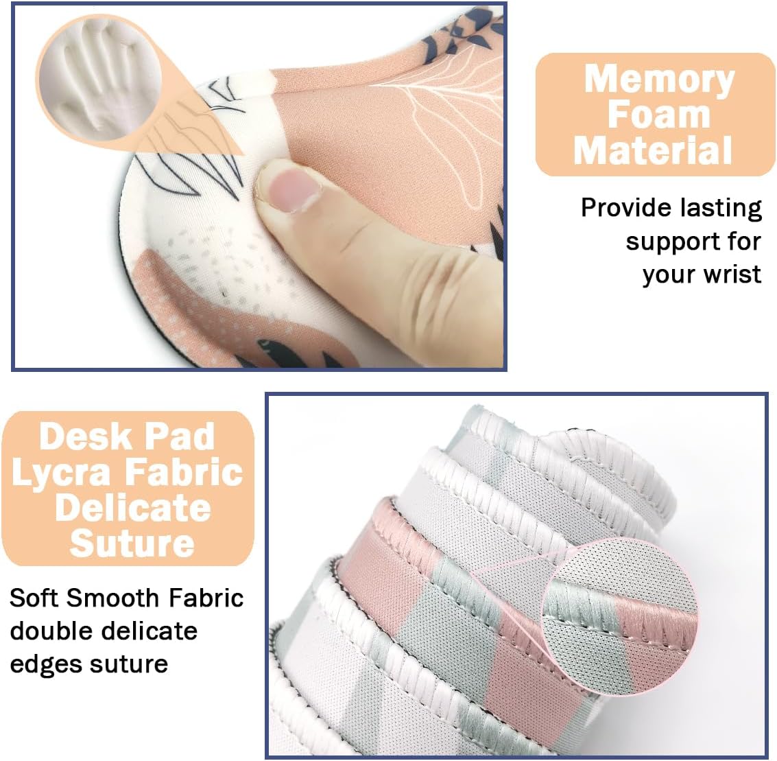 4-in-1 Large Mouse Pad, Keyboard Wrist Rest Pad & Wrist Support Mousepad Set, Extended Desk Pad Waterproof Desk Mat for Home Office Study Game - Leave