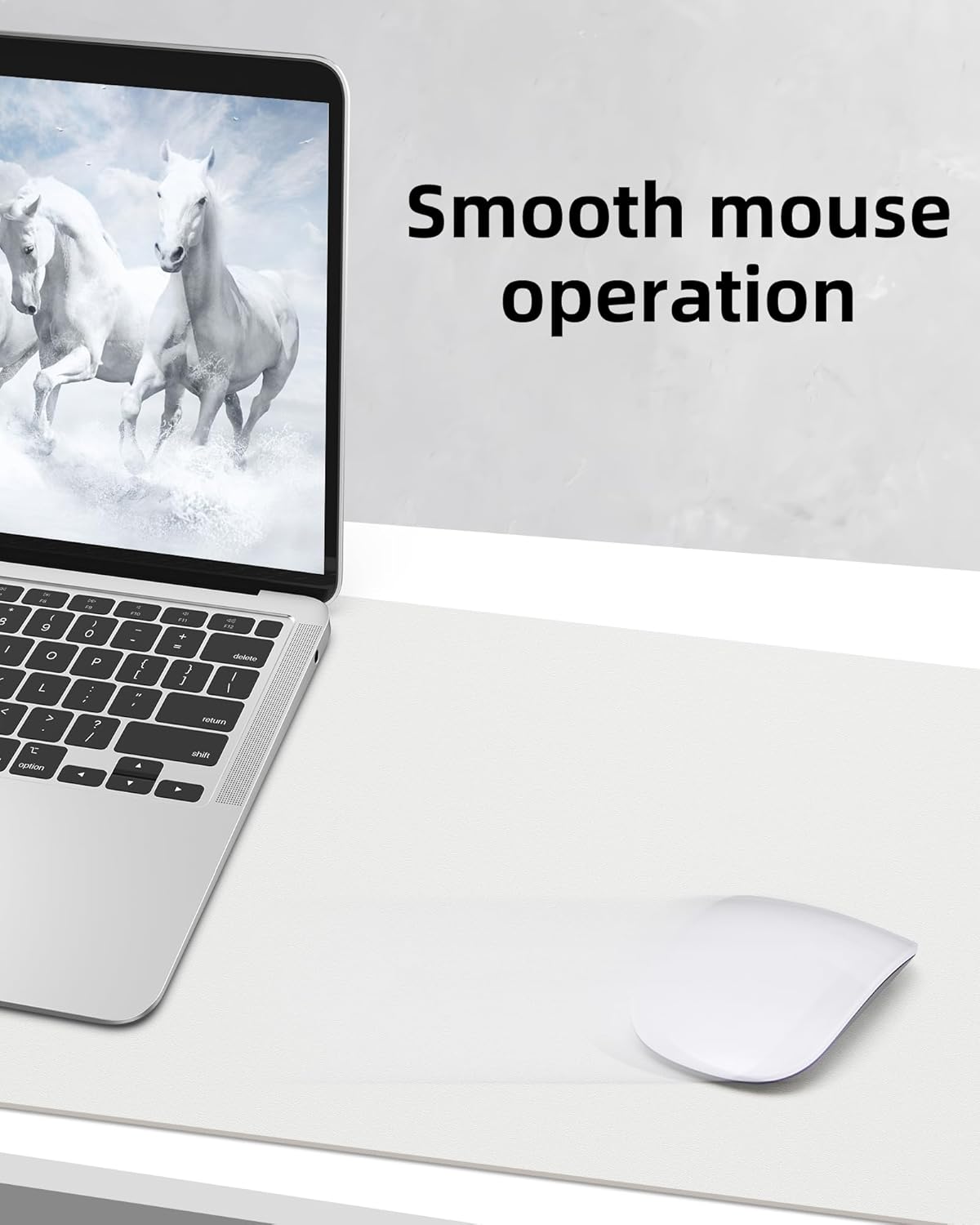 Leather Desk Pad Protector,Mouse Pad,Office Desk Mat, Non-Slip PU Leather Desk Blotter,Large Desk mat,Waterproof Keyboard mat for Office/Home/Decor (White,48" x 17")