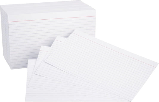 Amazon Basics Ruled Lined Index Note Cards, 500 Count, 5 Pack of 100, White, 5 in x 8 in