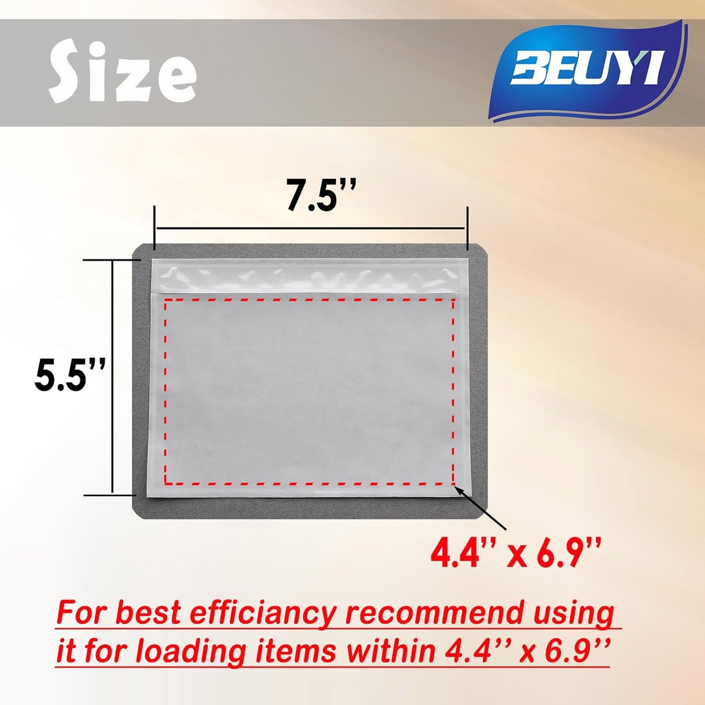 BEUYI Clear 7.5'' x 5.5'' Packing List Envelopes, Shipping Label Pouches/Sleeves (200 Pack)