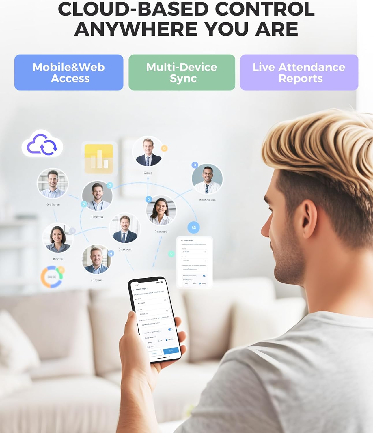 NGTeco Cloud Time Clock, Upgraded TC1 Remote Control 2.4GHz WiFi Time Card Machine for Small Business with Software & App for iOS/Android, Includes 5 RFID Cards No Monthly Fees