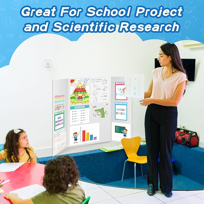 VinTS 12PCS Trifold Poster Board 36" x 48" White Trifold Display Boards,Large&Sturdy Foldable Poster Board for School Projects, Science Fair,Business Presentations,Exhibitions, Event Displays