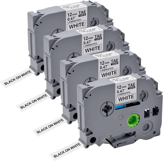 GREENARK Compatible TZe-231 label tape TZe231 TZ TZE 231 Replacement for Brother Black on White Replacement for Brother P-Touch P Touch Label Maker PT-J100 PT-J100W PT-120 PT160 etc (12mm x 8m),4-Pack