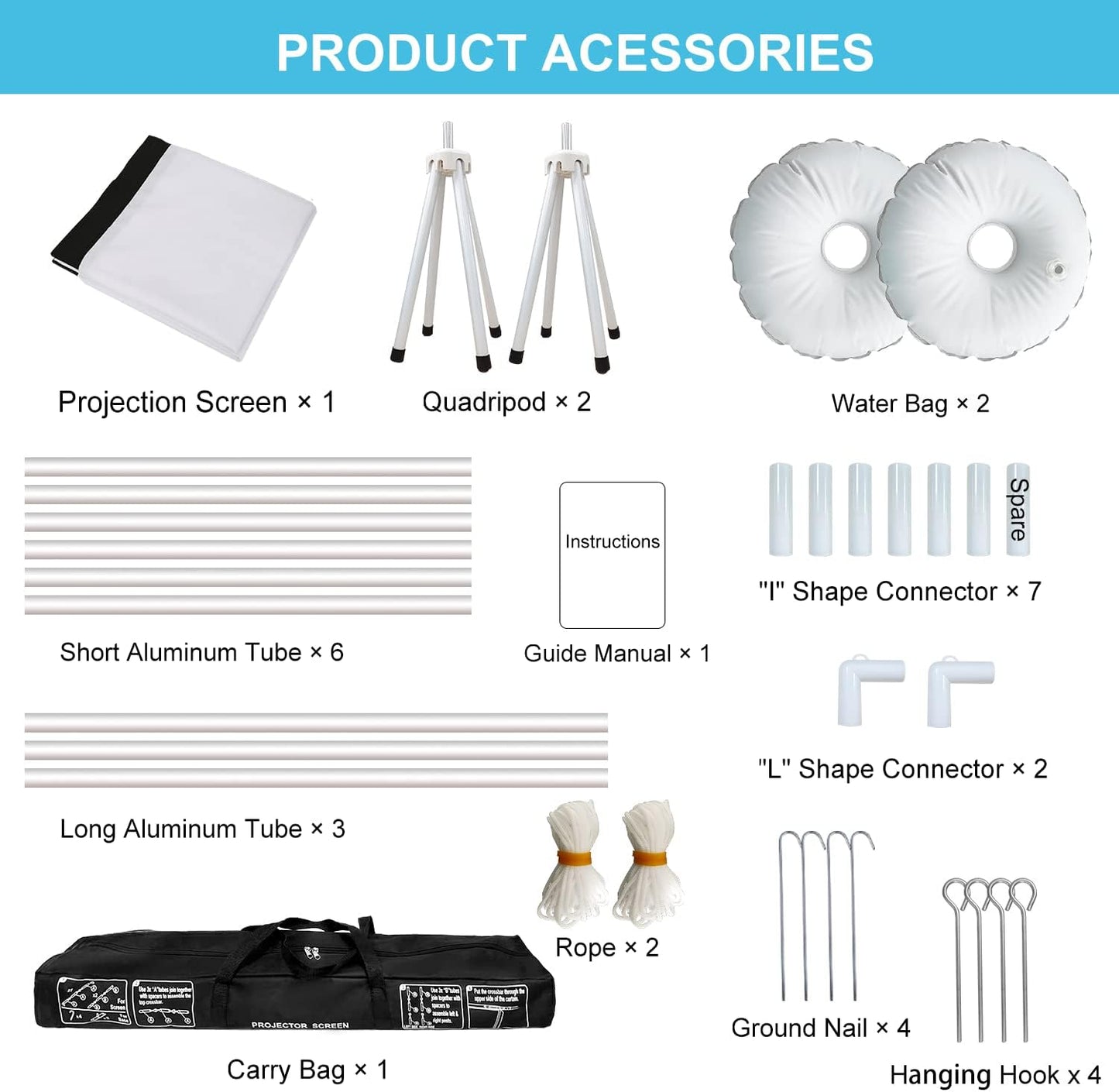 Portable Projector Screen Outdoor Movie: Foldable Rear 4K Projection Screens Stand for Camping Travel Backyard Video 100 inch