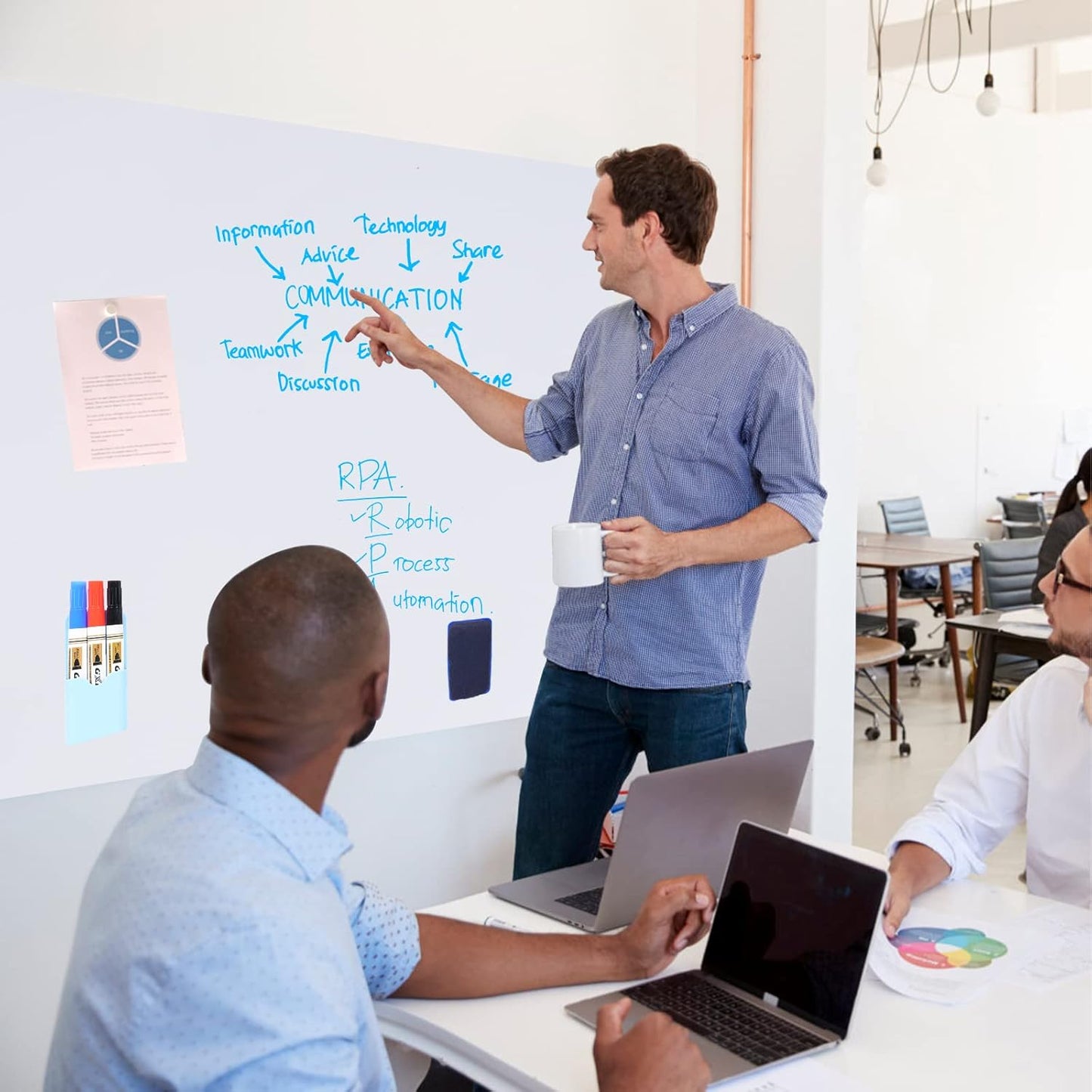 HAMIGAR Magnetic Whiteboard Contact Paper 24" x 39" Dry Erase White Board Sticker for Wall Stick on White Board Peel and Stick Wallpaper Adhesive Poster with Marker, Magnetic Eraser and Magnets