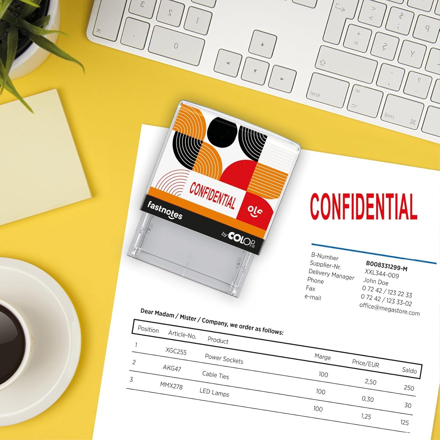 Fastnotes Confidential Self-Inking Rubber Stamp by COLOP - Great for Office Documents, Notary, Warehouse, Accounting Paperwork, Business, and Legal Documentation - Red Ink (Confidential- Red)