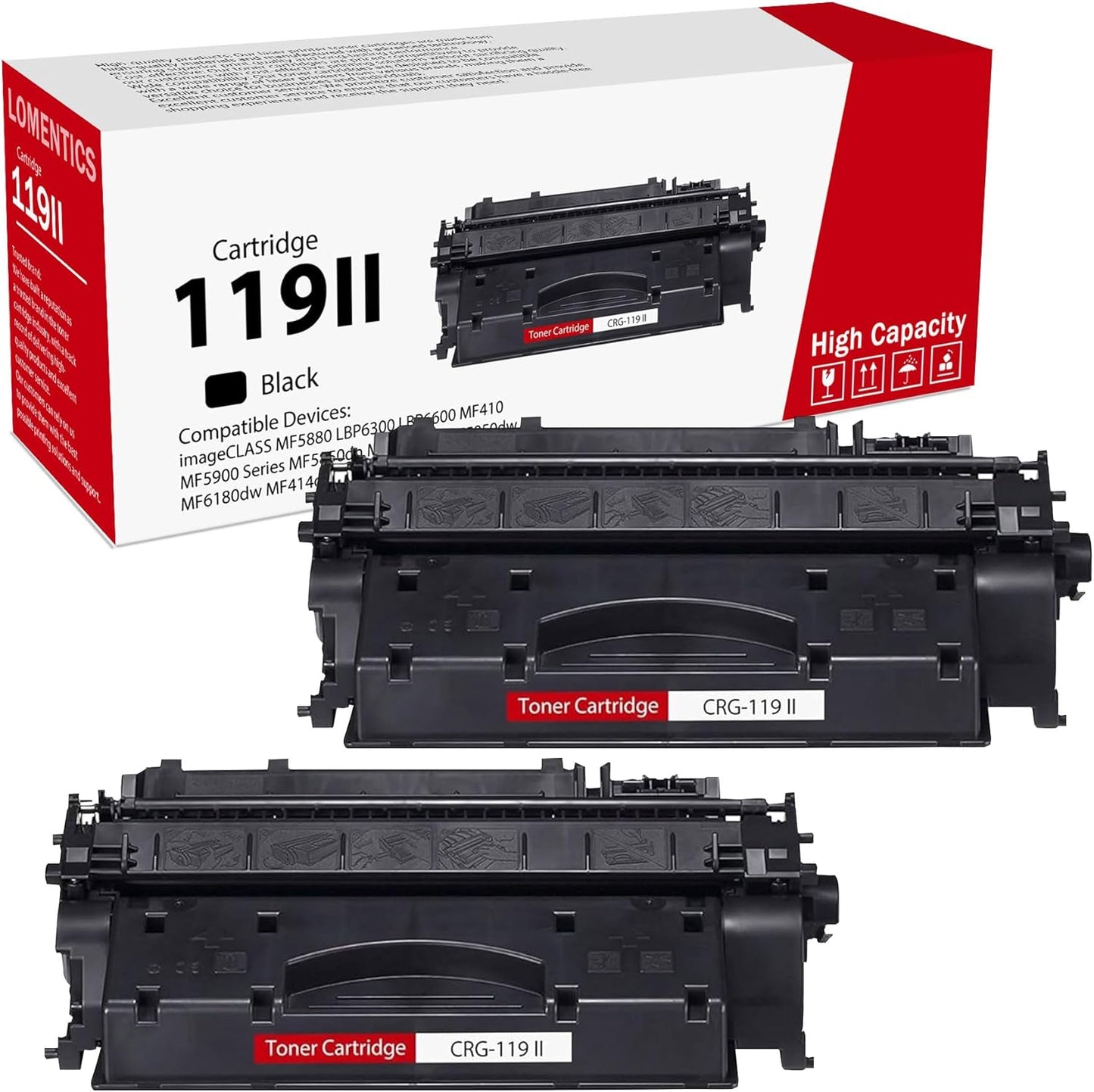 119II Black High Yield Toner 2 Pack - DRWN Compatible Toner Cartridge Replacement for imageCLASS MF5880 MF5900 MF6100 MF410 LBP6300 LBP6600 LBP250 Series Printers | 3480B001AA