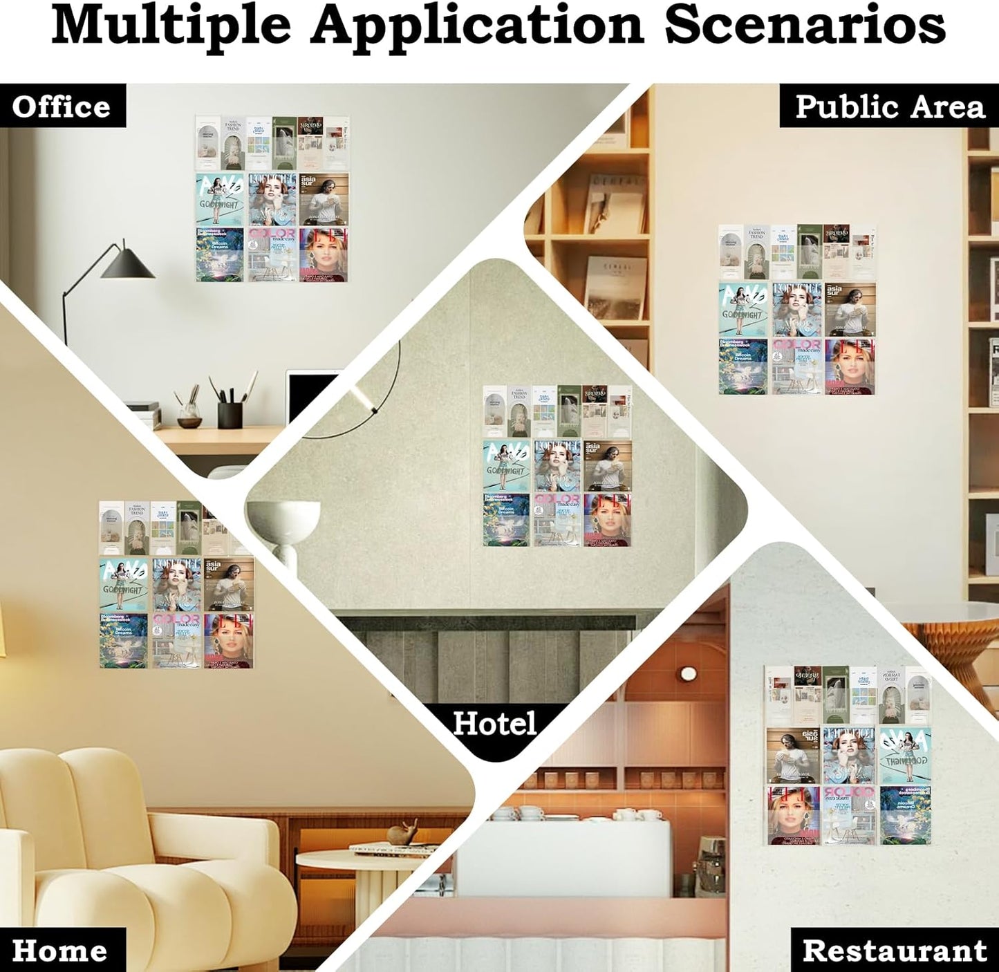 Acrylic Brochure Pamphlet Holder, 6 Magazine Holders and 6 Pamphlet Holders, Clear Brochure Display Stand Wall Mount, Trifold Flyer Rack, Literature Storage Rack for Home, Offices, Waiting Room