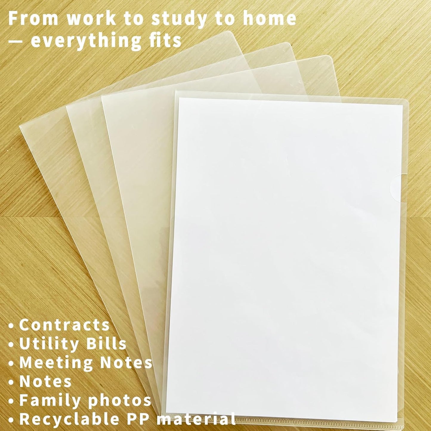 30 Pack Thick Clear Plastic Folders – Fits A4 & Letter Size Paper 8.5x11 Inch, Waterproof Document Protectors, Keeps Documents Organized for School, Office & Home