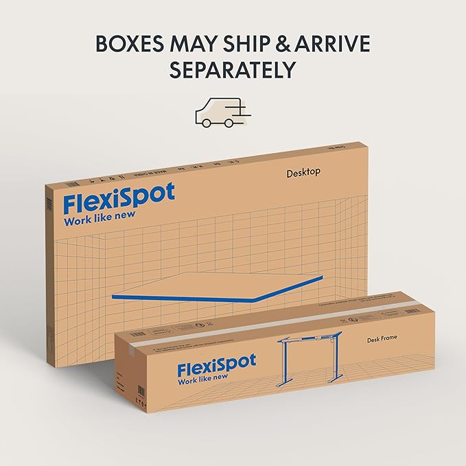 FLEXISPOT EN2 Whole-Piece Bamboo Standing Desk with Clamp Power Strip, 55 x 28 Electric Stand Up Height Adjustable Desk with Cable Management (Grey Frame + 55" Bamboo Top, 2 Packages)