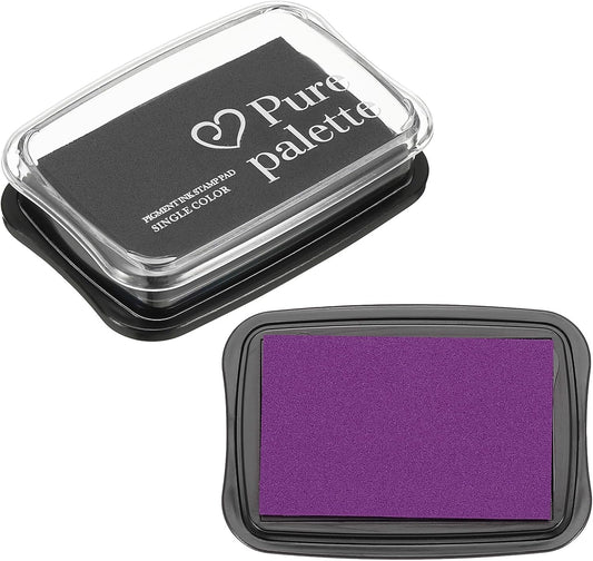 PATIKIL 3"x2" Large Stamp Pad, 2Pcs Washable Craft Ink Pad for Rubber Stamp Card Making Stamping Scrapbook Fingerprint Handprint, Purple/Black