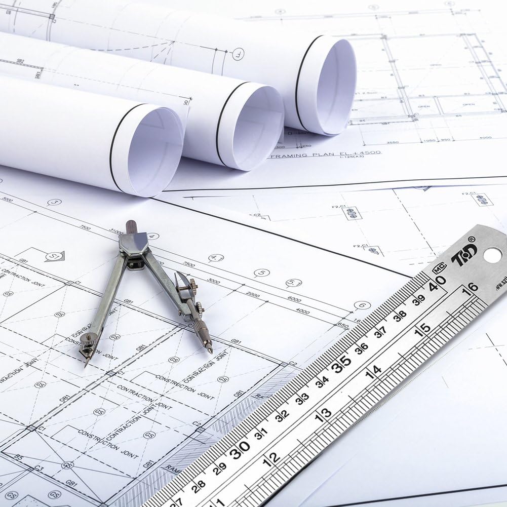 ZZTX Classic 12 Inch Stainless Steel Ruler Set of 6, Heavy Duty, Straight Edge, Non-Bendable, Rust & Corrosion Resistant