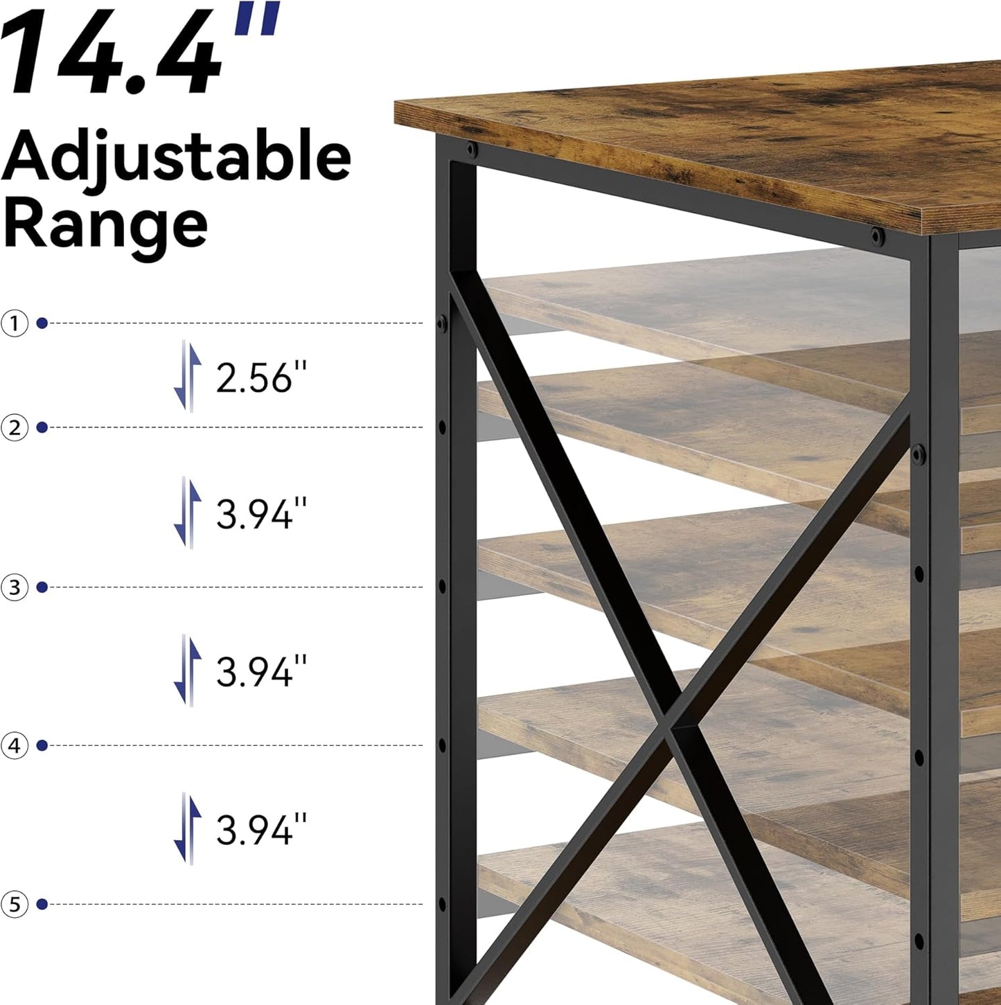 Warmiehomy 24"x24"x30" Large Printer Stand with Storage, 3 Tier Rolling Printer Cart Table, Mini Fridge Stand with Wheels, Use for 3D Laser Printer Home Office, Rustic Brown